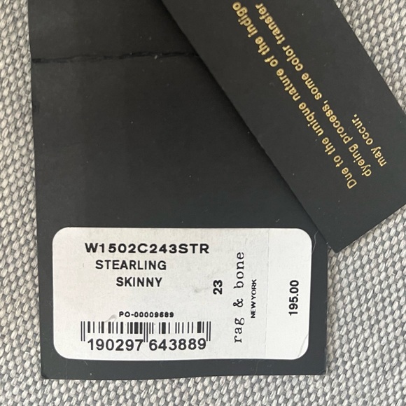 RAG & BONE Skinny Jeans NEW W/TAGS - Picture 3 of 3